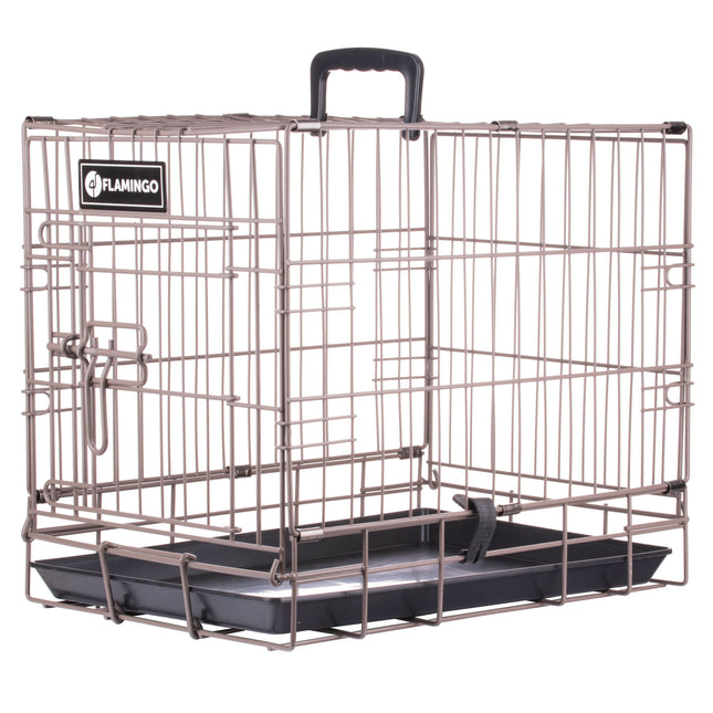 Flamingo Ebo Taupe - metal dog crate, XS:.