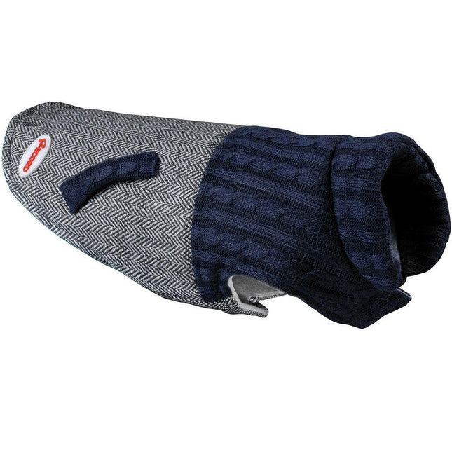 Record Coat Jersey - stylish jacket for dogs, houndstooth pattern, with Velcro, navy blue - Length:.