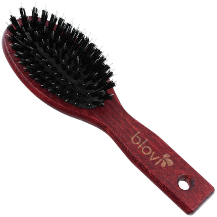 Blovi Wood Brush - small wooden brush with natural bristles and detangler, for long-haired breeds.