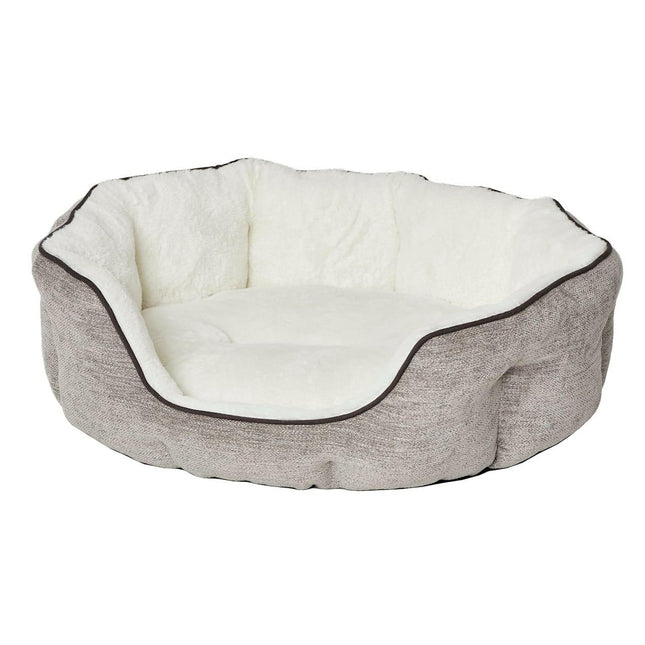 MidWest QT Deluxe Tulip Nesting Taupe - dog bed with high sides, beige.