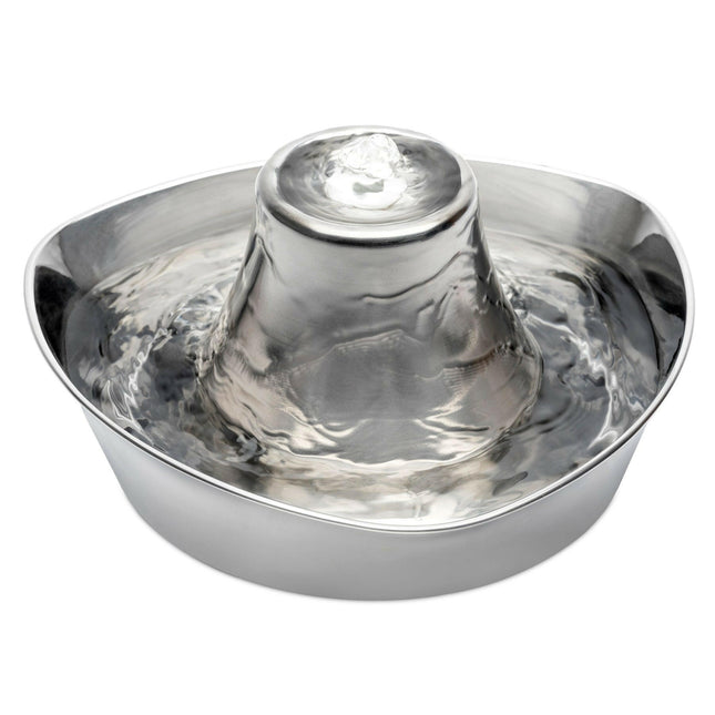 PetSafe Seaside Stainless Pet Fountain 1.8L - fountain for cats and dogs, made of stainless steel.