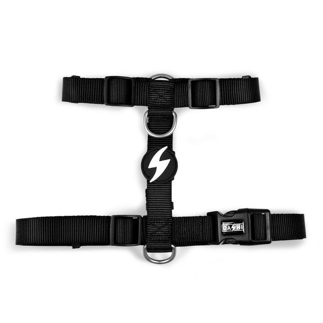 Dashi Solid Back Harness Black - adjustable guard harness for dogs, black.