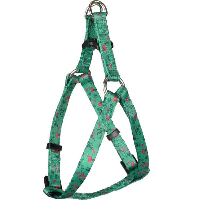 Flamingo Harness Step&Go Samar - step-in harness for dogs, nylon, flamingo pattern, leaves.