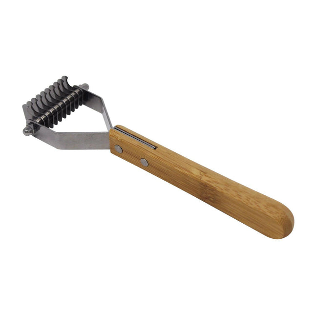 Bamboo Groom Dematting Comb with Teeth - bamboo dematting comb for dogs and cats, hooks.