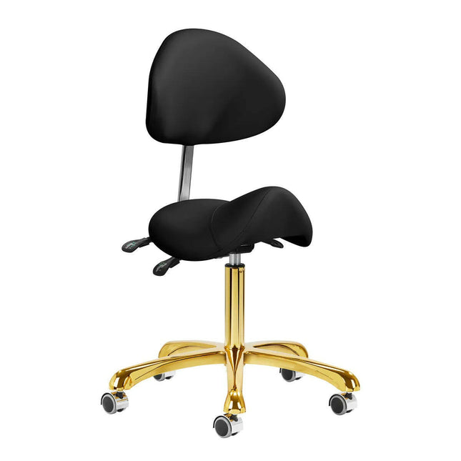 Giovanni 1004 Gold Black - adjustable grooming chair in gold, rodeo seat, black.