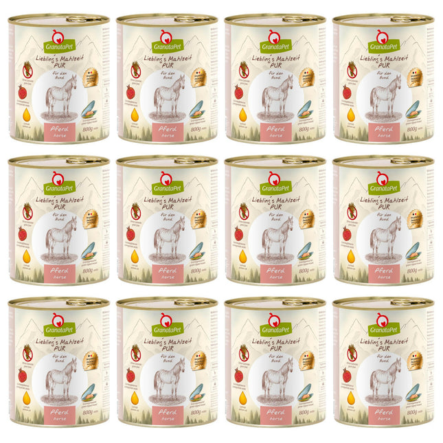 GranataPet Horse Pur - monoprotein grain-free wet dog food, horse meat.