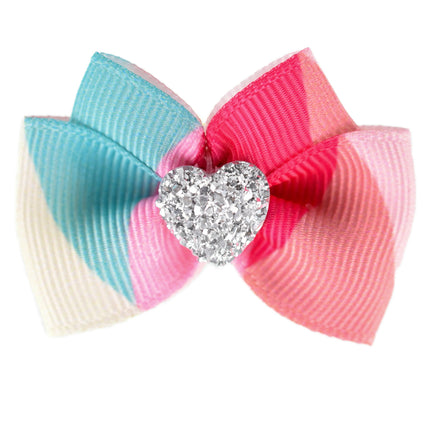 Blovi Bow Glamour Colorful Bow with Silver Heart.