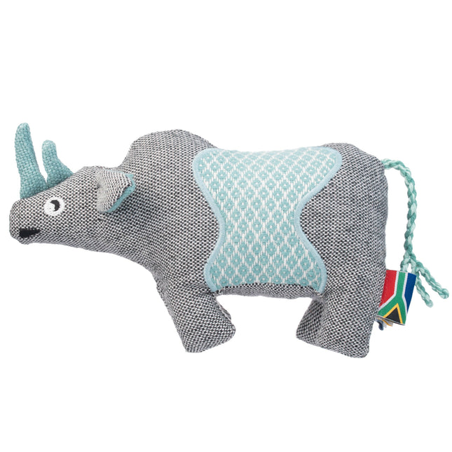 Resploot Cuddlers Rhino - dog plush toy, rhino made from recycled materials, with a squeaker.