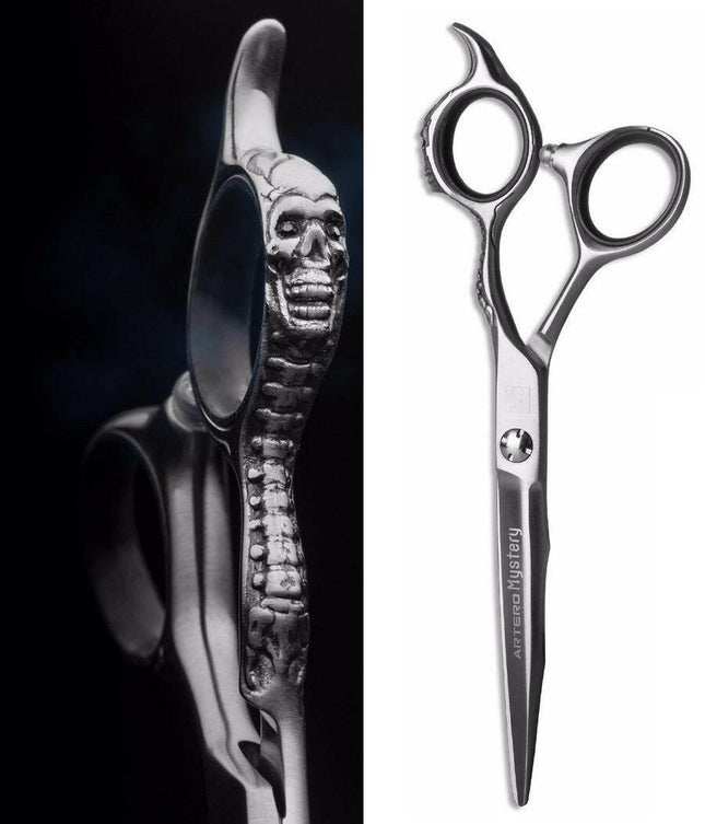 Artero Mystery Straight Scissor - razor-sharp, professional scissors made of Japanese steel, with a decorative handle.