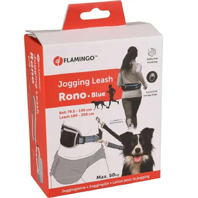 Flamingo Rono Jogging Leash - cushioned running leash for dogs, with a hip belt and pockets.