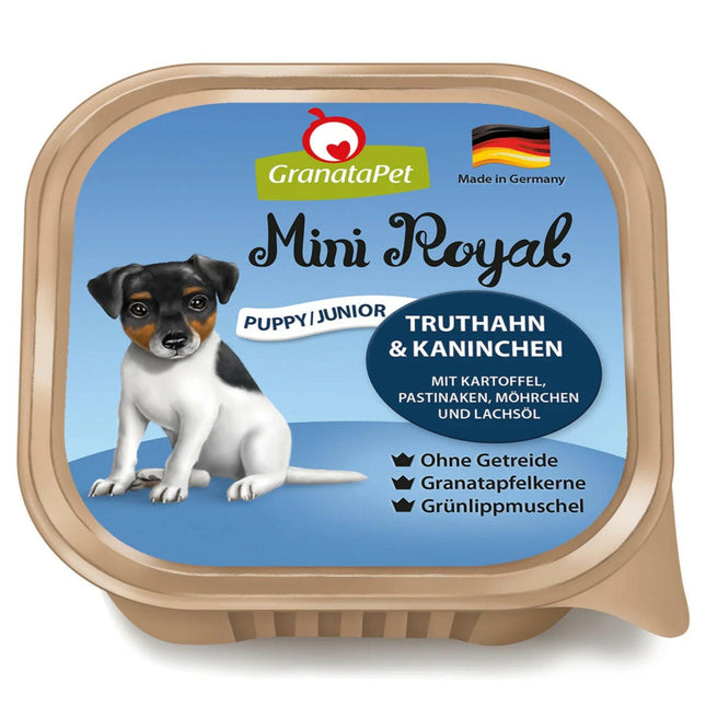 GranataPet Mini Royal Junior/Puppy Turkey & Rabbit - grain-free wet food for puppies and young small breed dogs, turkey and rabbit.