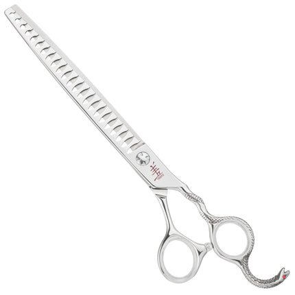 Yento Cobra Chunker - high-quality, professional single-sided thinning shears with cobalt, 23 teeth, decorative handle.