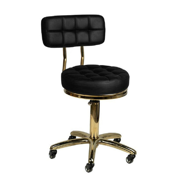 Activ Gold AM - 961 - gold rolling chair with tufted seat, black.