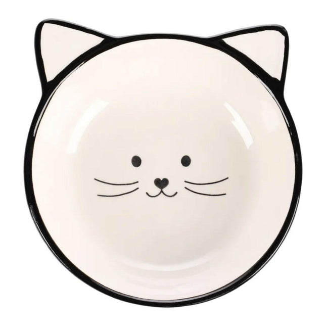 Flamingo Kajo Black & White Bowl - ceramic bowl for cats, black and white kitten.