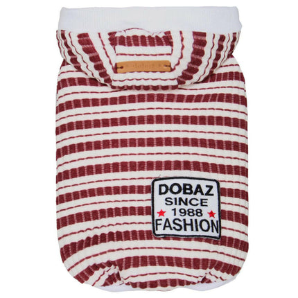 Comfortable Dog Hoodie, Striped with Hood, White - Stripes.