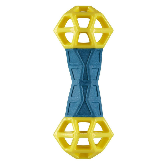Nuzzle Puzzle Dumbbell (18cm) - treat toy, dumbbell for dogs, bouncy, floating, with squeaker.