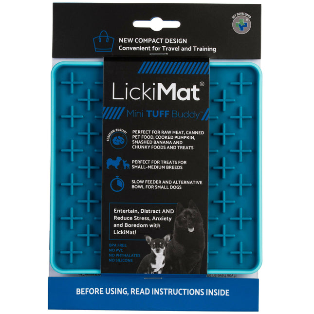 LickiMat Mini Tuff Buddy - licking mat for small dogs, cross pattern.