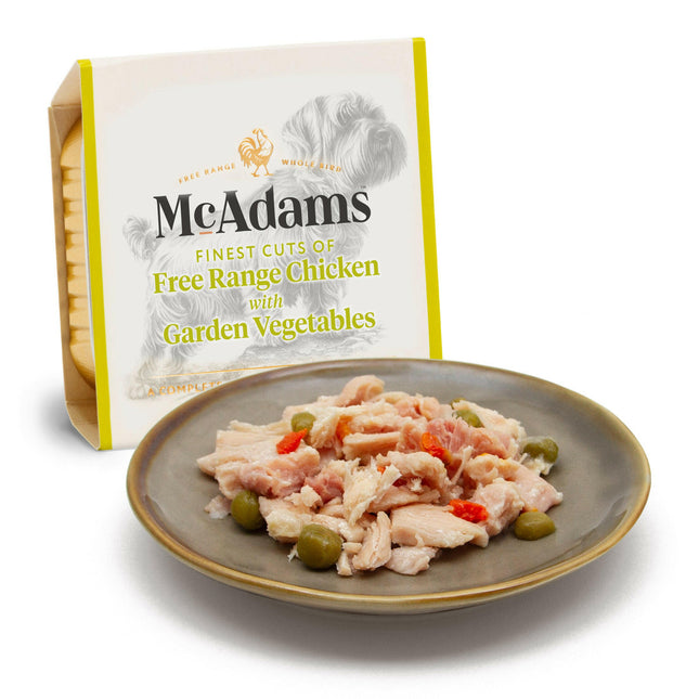 McAdams Free Range Chicken & Garden Vegetables - wet dog food, free-range chicken and vegetables.
