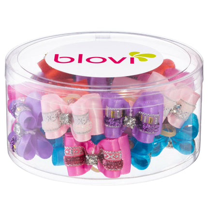 Blovi Bows Chic 25 pcs - elegant, richly decorated bows for dogs, with a rhinestone, on an elastic band.
