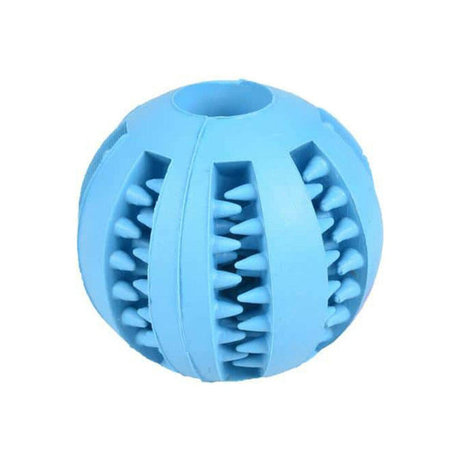 Flamingo Rubber Dental Ball - dog ball with a treat hole and massage spikes for teeth and gums.