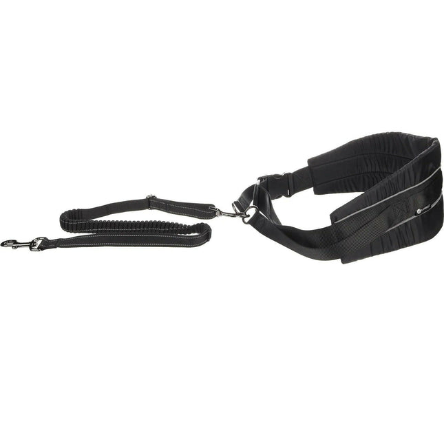 Flamingo CaniCross Jogging Leash - cushioned leash and wide running belt for jogging with your dog, black.