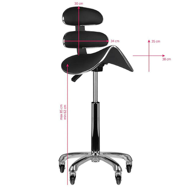 Activ AM - 880 Speed - elegant, contoured grooming chair with height adjustment and rubber wheels.