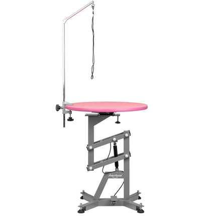 Shernbao Air Lift Grooming Table - grooming table with a rotating top and pneumatic lift, pink.