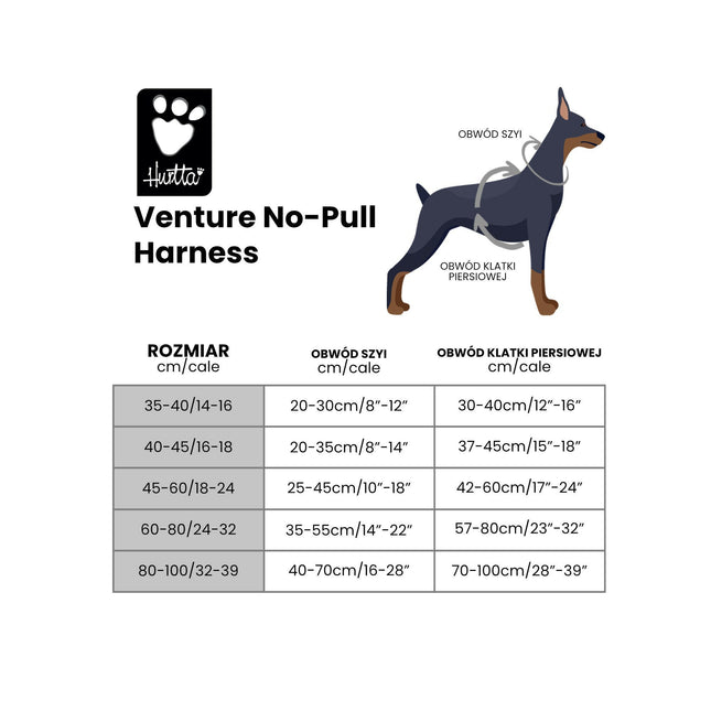 Hurtta Venture No-Pull Harness Buckthorn - front-clip dog harness - size 80 - 100.