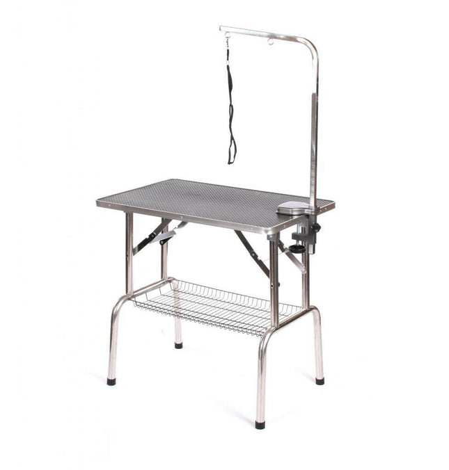 Blovi Grooming Table with Arm and Accessory Basket.