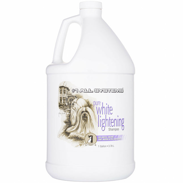 1 All Systems Pure Lightening Shampoo - whitening shampoo for dogs and light-colored coats.