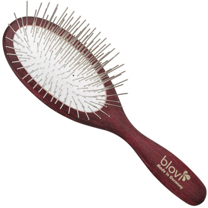 Blovi Wood Large Pin Brush - large, oval brush for long-haired dogs, with long metal pins.