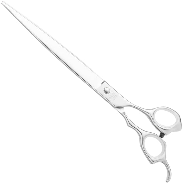Geib Kiss Silver Pink Straight Scissors - high-quality straight scissors with micro-grinding and silver finish.