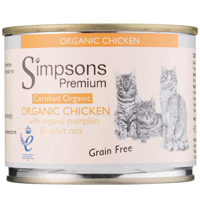 Simpsons Premium Cat Organic Chicken with Pumpkin - grain-free wet food for cats, chicken with pumpkin.