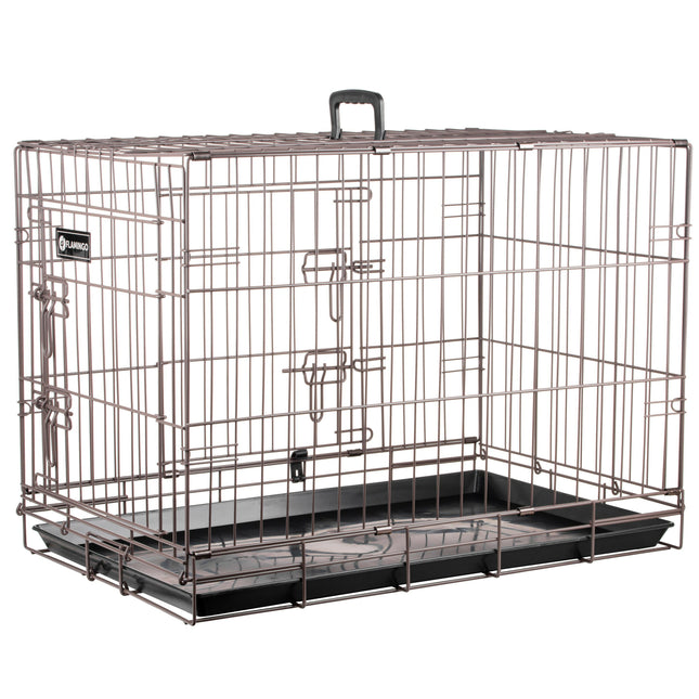 Flamingo Ebo Taupe - metal dog crate, M:.