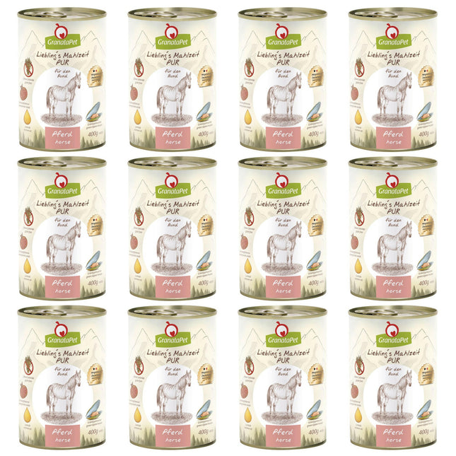 GranataPet Horse Pur - monoprotein grain-free wet dog food, horse meat.