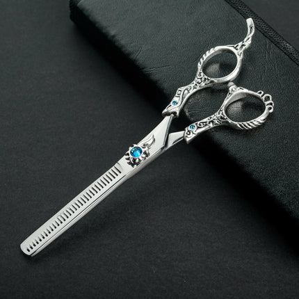 Excalibur Shears Poseidon Silver Thinner - elegantly decorated single-sided thinning shears, 32 teeth.