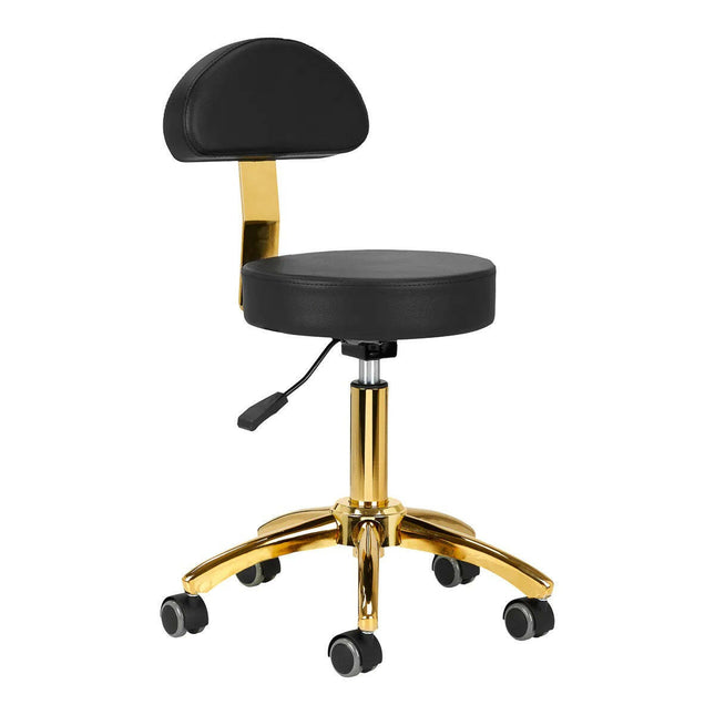 Activ AM - 304G Gold Black - gold grooming chair/stool with adjustable height, removable backrest, black.