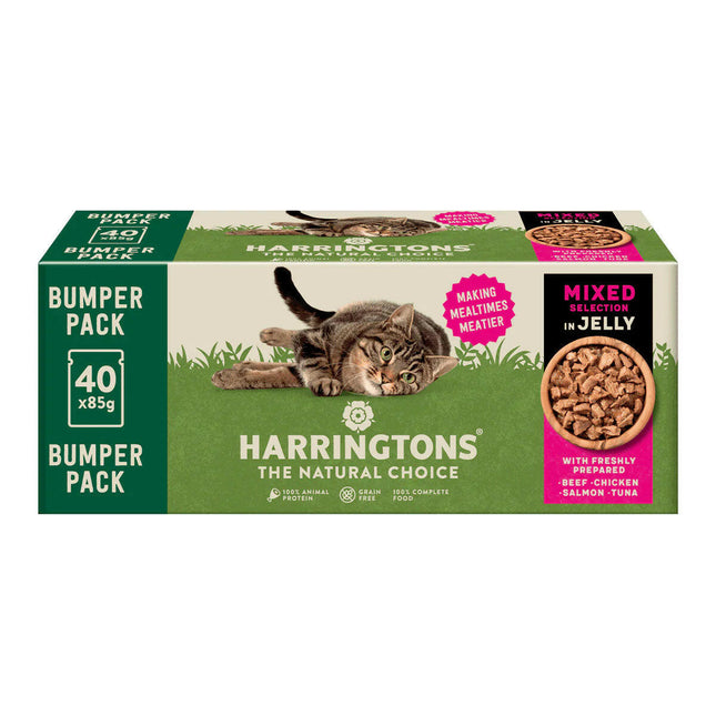Harringtons Cat Mixed Selection in Jelly - grain-free wet food for cats, fillets in jelly - PROMOTION due to best before date.