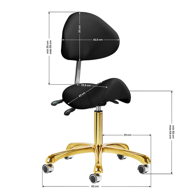 Giovanni 1004 Gold Black - adjustable grooming chair in gold, rodeo seat, black.