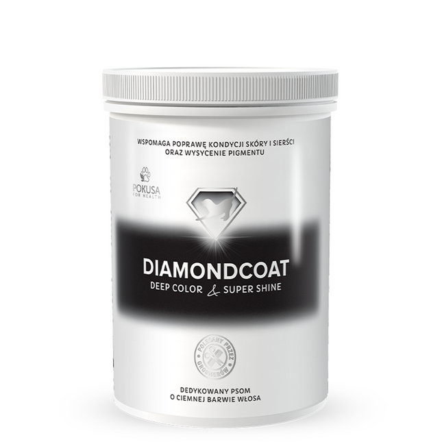 Pokusa DiamondCoat DeepColor & SuperShine - natural formula enhancing black, dark, brown, and marbled coat colors..