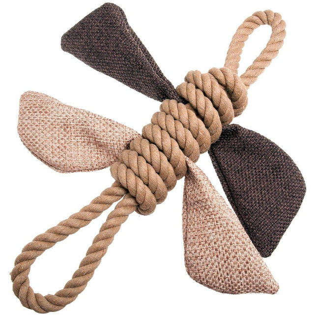 Flamingo Rope Butterfly - rope tug toy for dogs, with squeakers.