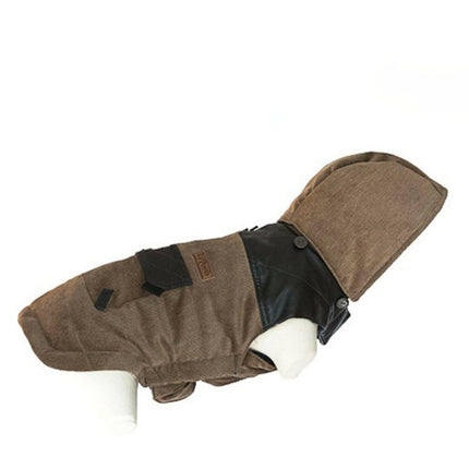 Doogy Roscoff - warm corduroy jacket for dogs, with leather accents, - Length:.