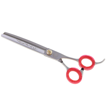 P&W Alfa Omega Thinning - single-sided thinning shears with a short, ergonomic handle, 44 teeth.