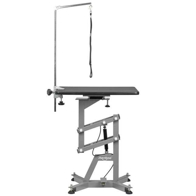 Shernbao Air Lifting Grooming Table - grooming table with pneumatic lift, black top.