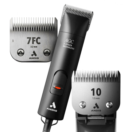 Andis AGC Super Brushless Promotional Set + CeramicEdge - Quiet, Professional Clipper with Ceramic Blades - Black.