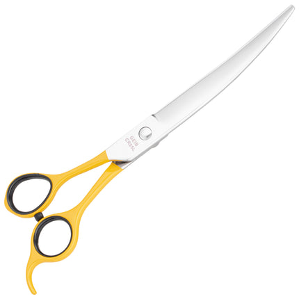 Geib Crab Curved Lefty Scissors Level 1 - high-quality curved scissors for pet grooming with a single-sided micro-grind, left-handed