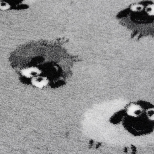 Blovi DryBed VetBed A+ - non-slip pet bed, gray with sheep design.