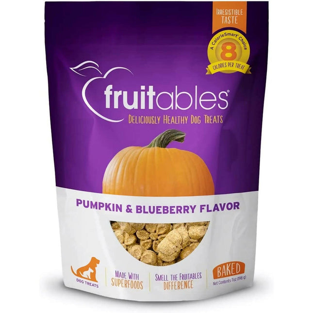 Fruitables Pumpkin & Blueberry Dog Treats - pumpkin cookies for dogs, with blueberries.