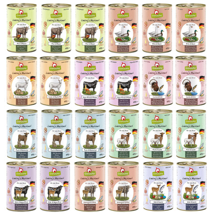 GranataPet 24x Dog Food Set - Grain-Free Wet Dog Food, Mix of 10 Flavors.