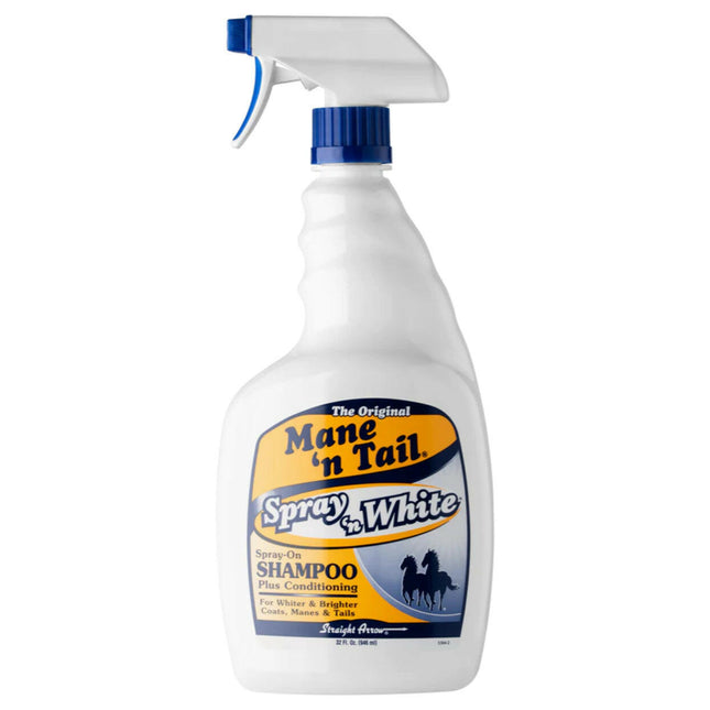Mane'n Tail Spray'n White Shampoo - shampoo with conditioner for white, gray, and golden horse coats, in spray form.